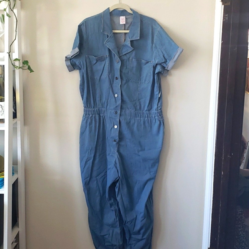 Soft Jean/Chambray Jumpsuit, Elastic waist and jogger pant